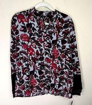 DKNY Donna Karan Womens Blouse Size M 100% Silk Designer Boho Preppy Flowy NWT