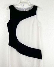 EMMA & MICHELE Black And White Sleeveless Lined Back Zipper Dress, Size 8