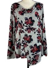 Simply Vera Vera Wang X-Large Sweater Top Floral Long Sleeve Stretch Draped Neck