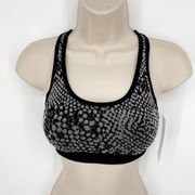 Spiritual Gangster Sports Bra NEW Sz XS/S Snakeskin Print Black Gray Racerback