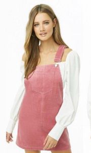 Pink Corduroy Overall Dress