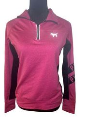 PINK, quarter zip pink and black sweatshirt size small