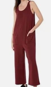 Madewell Make Weekends Longer Lounger Sweat Jumpsuit Wide Leg XXS Maroon