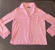 ASOS Design Women’s Long Sleeve Shirt & Pants Pajama Set Pink Piping Size 4 NEW