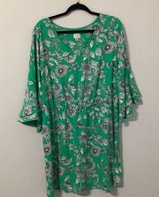 A New Day Green & Black Floral Dress Sz XXL