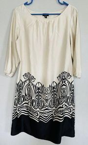 Mossimo Ivory Damask Satin Dress Size M 90s Cinch Tie Back A10