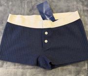 Navy Ribbed Shorts