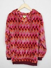 Vera Bradley Women's Colorful Geometric plush Fleece  Pullover Hoodie Large