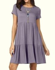 Sundry | Purple Tiered Short Sleeve T-Shirt Dress Size 1 (Small)