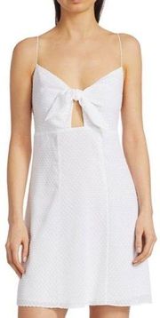 Alice + Olivia Roe Tie Front Mini Cutout Dress White A Line V Neck Women Size 2