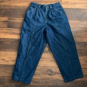 LizWear Vintage Mom Cropped Jeans High Rise Tapered Pleated 90s Size 10P Blue