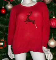 Sequined Reindeer Christmas Sweater