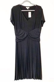 Coldwater Creek Pleated Gathered Dress Black 16