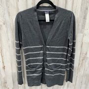 Patagonia Gray Stripe Lightweight 100% Merino Wool Cardigan 51115