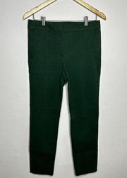 Tory Burch Dark Green Trouser Pants Sz 4 Skinny Fit Mid Rise Work Wear