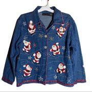 Vintage New Direction Denim Santa Claus Button Jacket