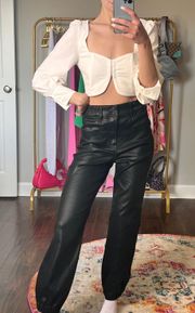 High-Waisted Faux Leather Joggers