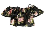 Kimchi Blue Womens Floral Cropped Off The Shoulder Top With Straps Size XS