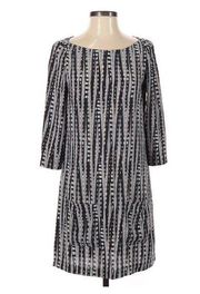 ARMANI EXCHANGE- Geo Pattern Casual Dress with Front Pockets, Black & Multi, M