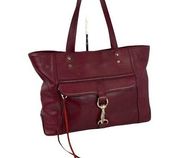 Rebecca Minkoff Bowery Dark Red Burgundy Leather Tote Bag Gold Hardware