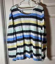 T By  Striped Shirt Cotton Blend Long Sleeve Women's plus Size 1x  guc