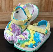 Crocs  Classic Hiker Peace Out Tie Dye Slides Clogs Women’s Size 8