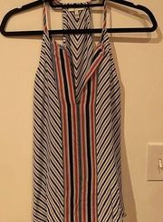 Joie pink, white & navy blue silk tank top size Small!