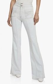 Veronica Beard Jeans Farrah 11” Wide Leg Flare 28 Belize white