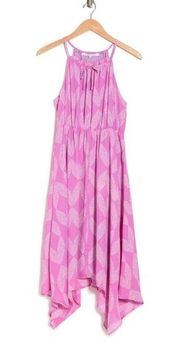 NWOT Collective Concepts Scarf Hem Pink Women Small Flowy High Neck Midi Dress
