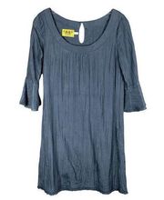 Juicy Couture Size 4 Dress Gray Silk Bell Sleeve Shift Mini Lined Keyhole 1288