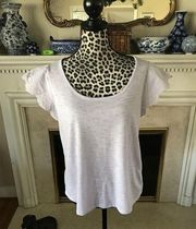 Flutter Sleeve Tee Lavendar Top Eyelet Size Large New