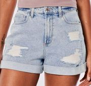 Curvy Ultra-High Rise Denim Mom Shorts - Ripped Light Wash