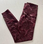 collective marble burgundy leggings size small