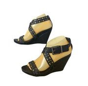 BCBGeneration women Sandals Black Studded Wedges Size 8M / 38 EU