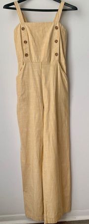 Jumpsuit Womens Size Medium Yellow White Striped Pants Romper