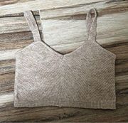 West of melrose beige fuzzy crop tank