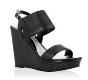 NWOB WHBM Double Leather Strap Black Wedges Size 8.5 A15
