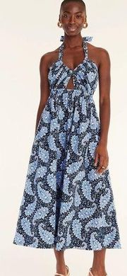 J. Crew Halter Cutout Maxi Dress in Ratti Pacific Floral Paisley