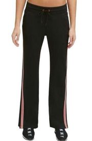 DKNY Womens Stripe Knit Track Pants- Black Multi. Size M