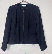 Peter Nygard Women's Black Full Zip Jacket Size 16 Suit Blazer Career Classy