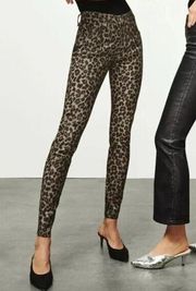 Veronica Beard Brooke Leopard Print Coated Skinny Jeans Size 25/0 Made in USA