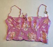 BP Womens Camisole Crop Top Purple Anna‎ Size Small Floral Adjustable Strap