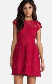 Dolce Vita Red Lace Sweetheart Cocktail Dress