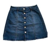 Tinseltown Jean Mini Skirt Blue Silver Button Front Denim Jean Mini Skirt Size 8