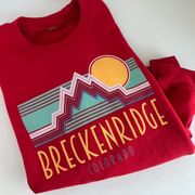 Red Breckenridge Colorado Mountain Graphic Oversized Crewneck Sweatshirt