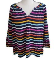 Crown & Ivy Size L Multicolor Striped Blouse