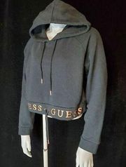 Guess Black & Gold Cropped Hoodie (L)