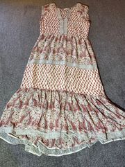 100% Silk Patterned Maxi Dress ( M )