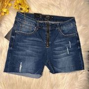 L&B mid rise skinny front zip denim shorts s 8