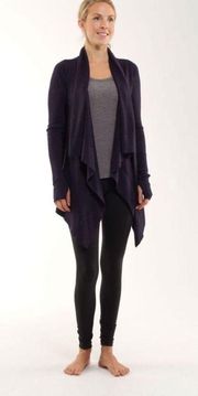 Lululemon  Cashmere Blend Live Healthy Wrap Cardigan in Heathered Black Swan